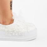 Bridal Lace & Pearl Platform Sneakers – Comfortable Wedding Shoes
